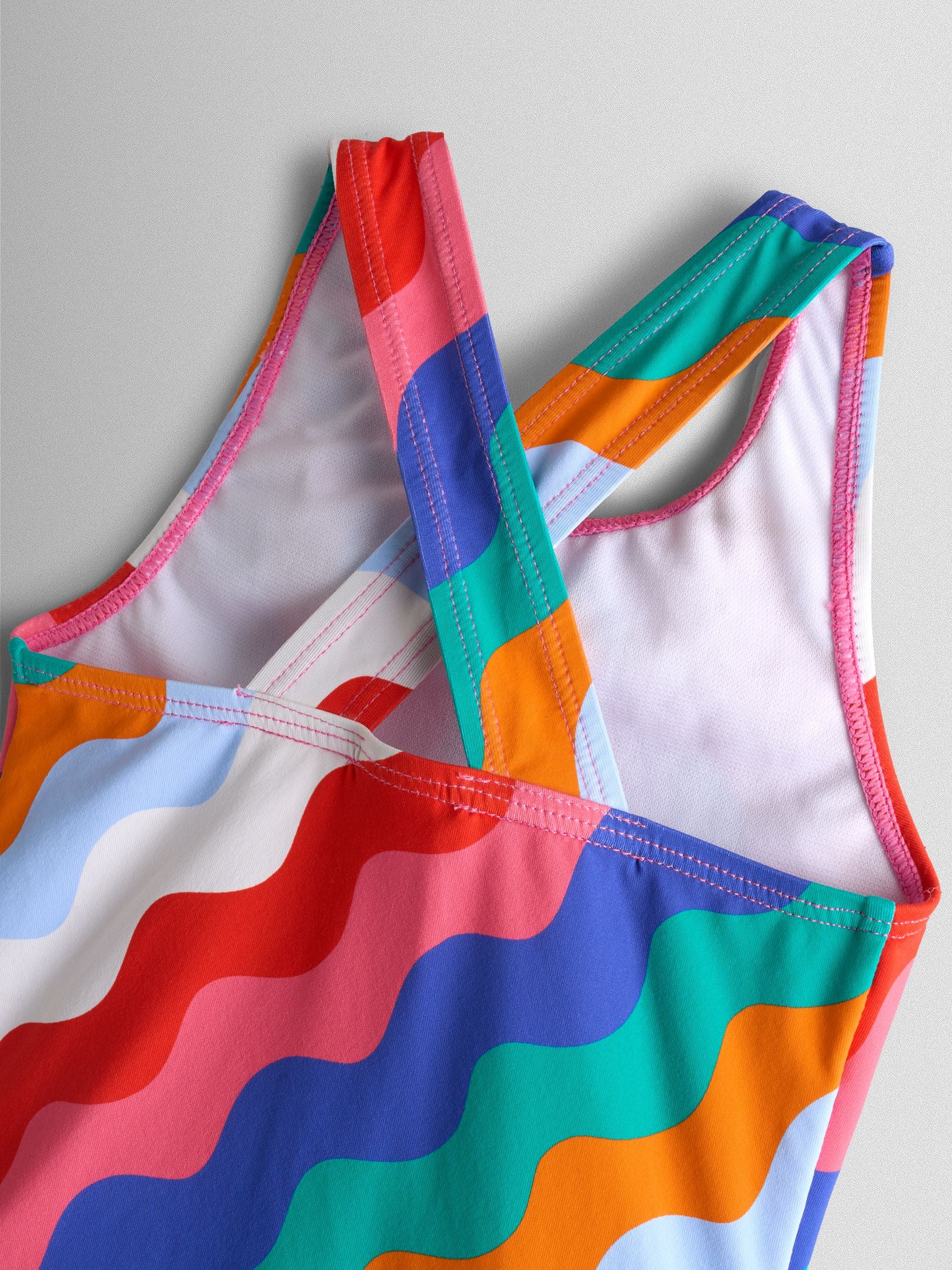 JoJo Maman Bébé Multi-Coloured Wavy Stripe Wavy Stripe Swimsuit image 5
