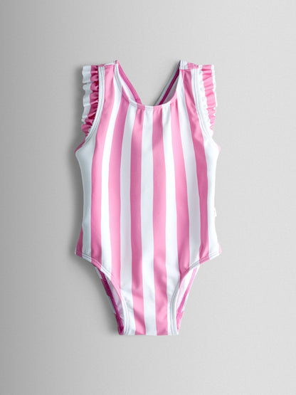 JoJo Maman Bébé Pink 2 Pack Strawberry Stripe Swimsuit image 5