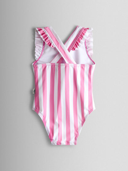JoJo Maman Bébé Pink 2 Pack Strawberry Stripe Swimsuit image 6