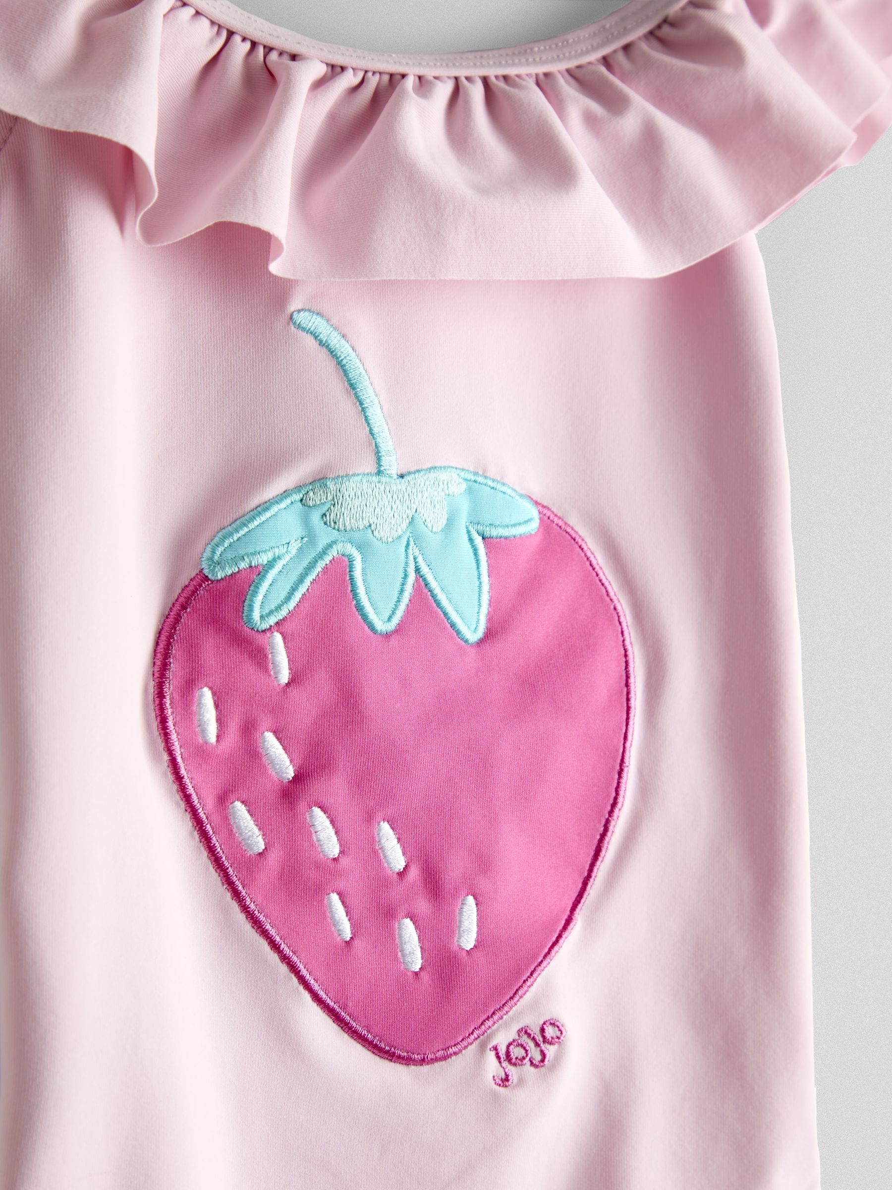 JoJo Maman Bébé Pink 2 Pack Strawberry Stripe Swimsuit image 7
