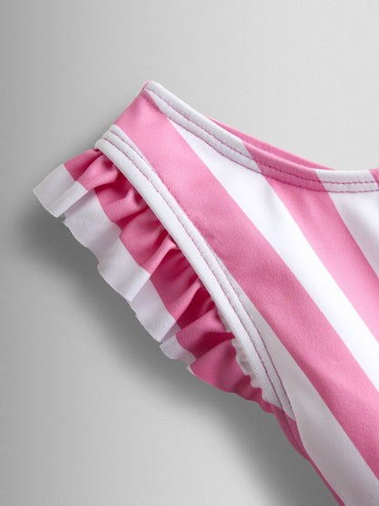 JoJo Maman Bébé Pink 2 Pack Strawberry Stripe Swimsuit image 8