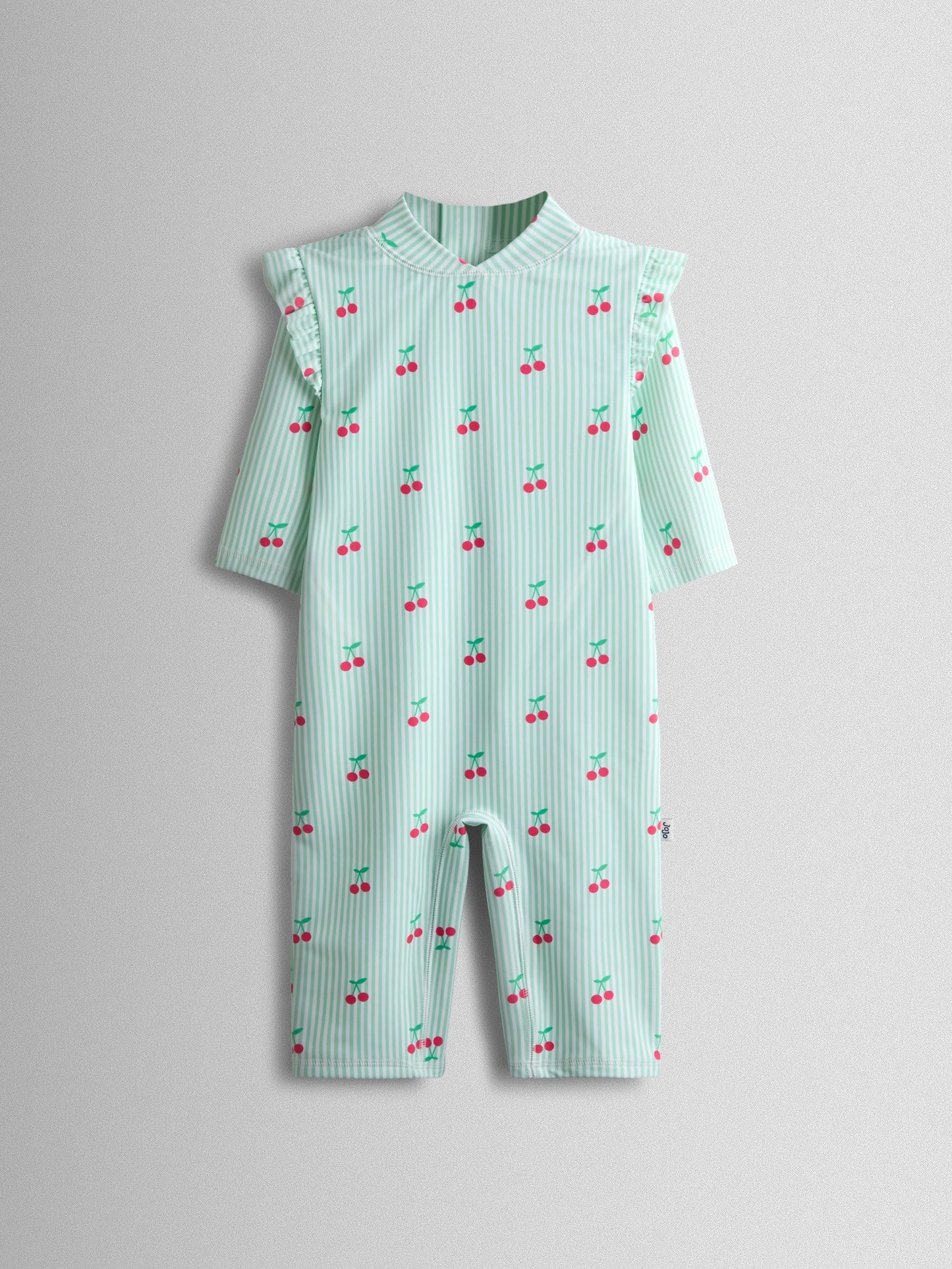 Dsiney Kidz - JoJo Maman Bébé Green Cherry Stripe UV Sunsafe Suit image 2