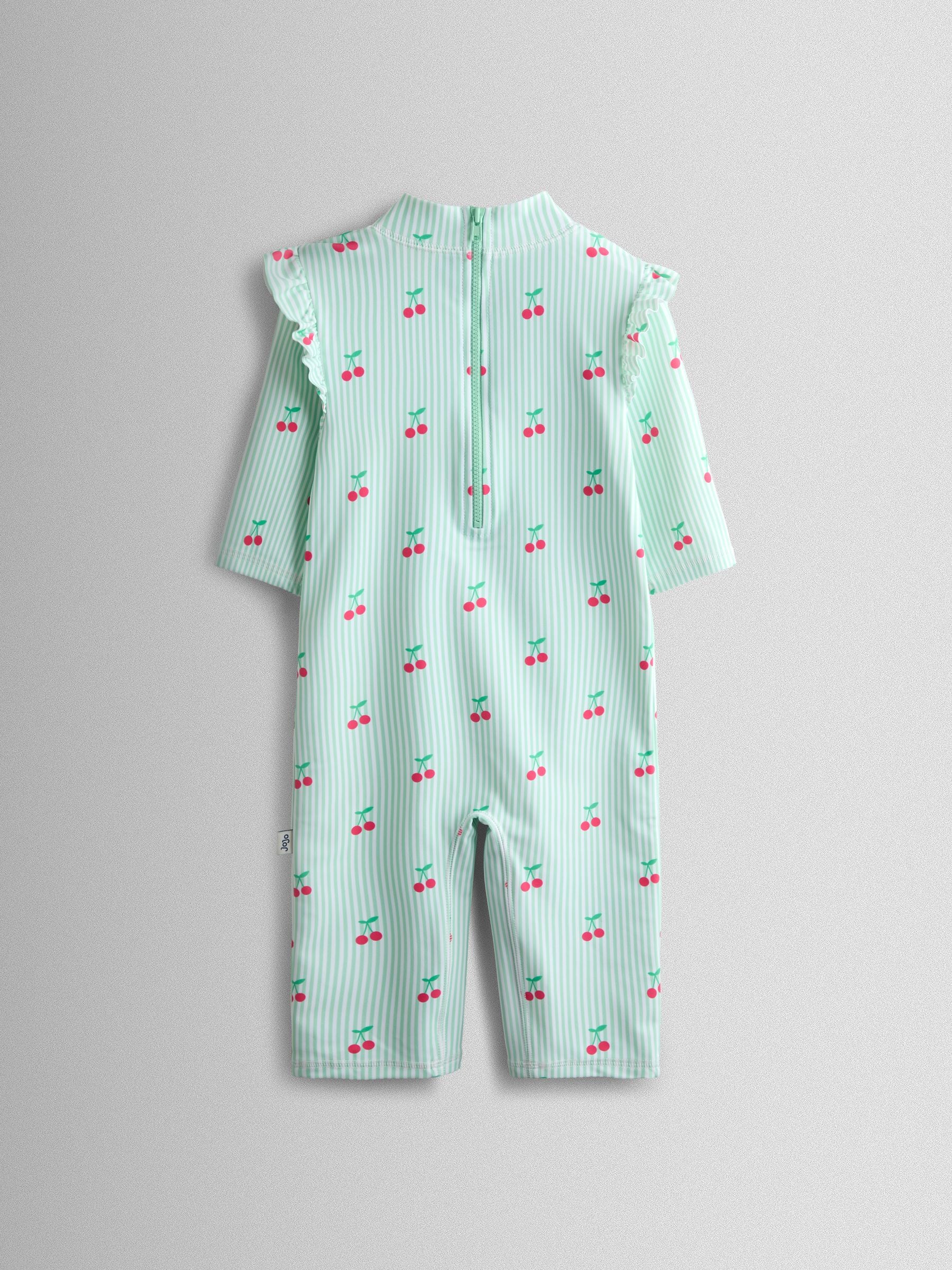 Dsiney Kidz - JoJo Maman Bébé Green Cherry Stripe UV Sunsafe Suit image 3