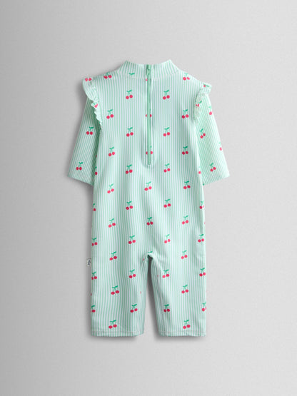 Dsiney Kidz - JoJo Maman Bébé Green Cherry Stripe UV Sunsafe Suit image 3