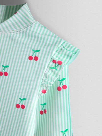 Dsiney Kidz - JoJo Maman Bébé Green Cherry Stripe UV Sunsafe Suit image 4