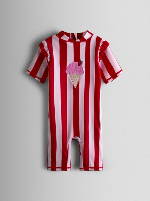 JoJo Maman Bébé Red Stripe Ice Cream UV Sunsafe Suit image 1