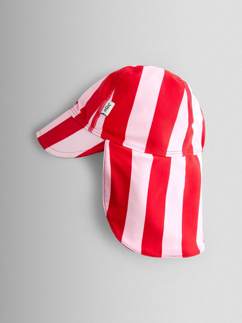 JoJo Maman Bébé Pink & Red Stripe UV Sun Protection Swim Hat image 1
