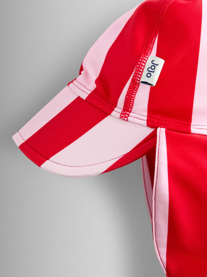 JoJo Maman Bébé Pink & Red Stripe UV Sun Protection Swim Hat image 2