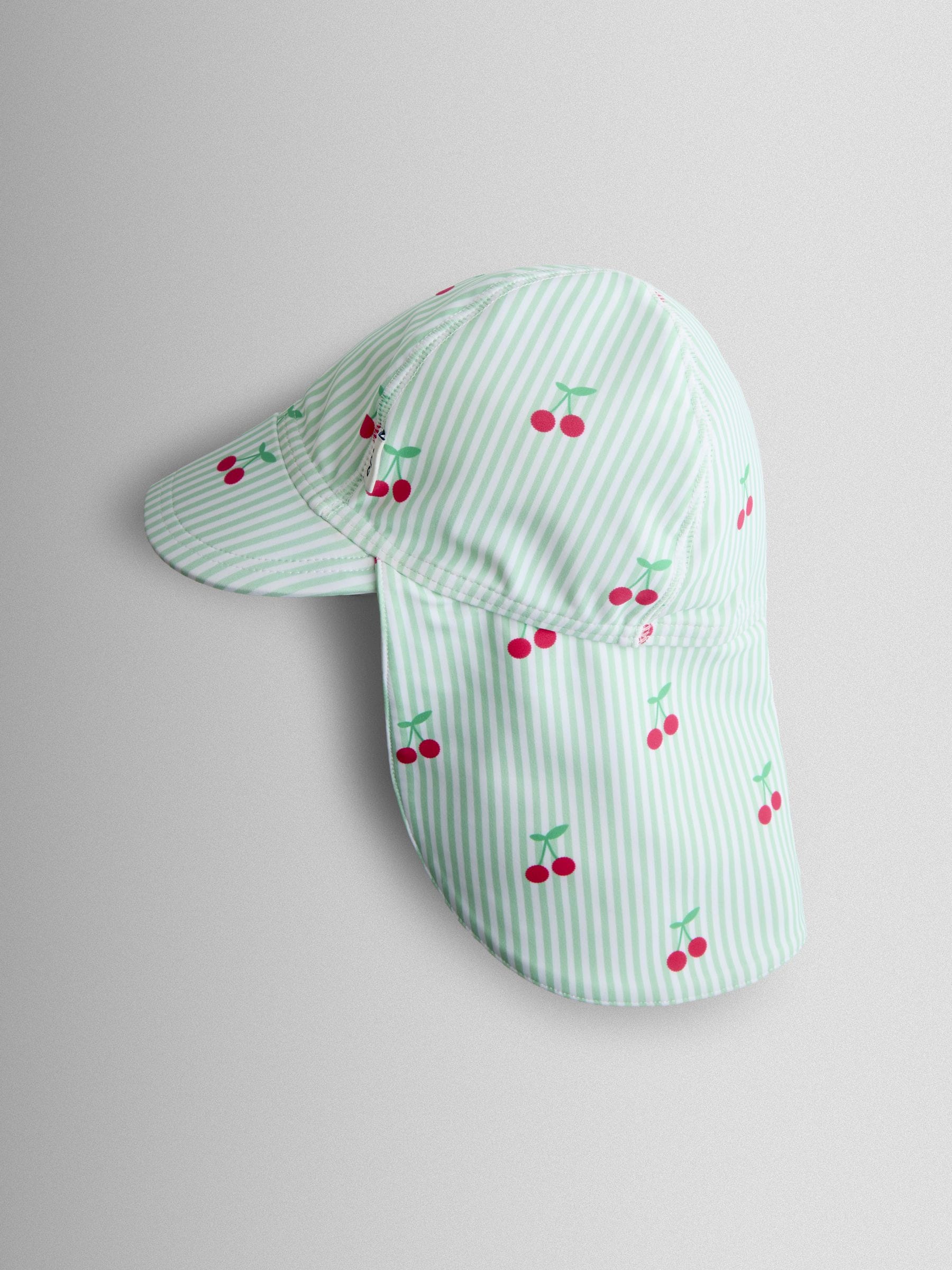 JoJo Maman Bébé Green Cherry Stripe UV Sun Protection Swim Hat image 1