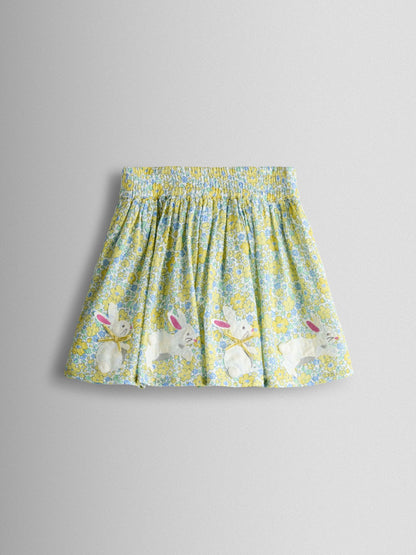 JoJo Maman Bébé Yellow Bunny Appliqué T-shirt & Seersucker Skirt Set image 5