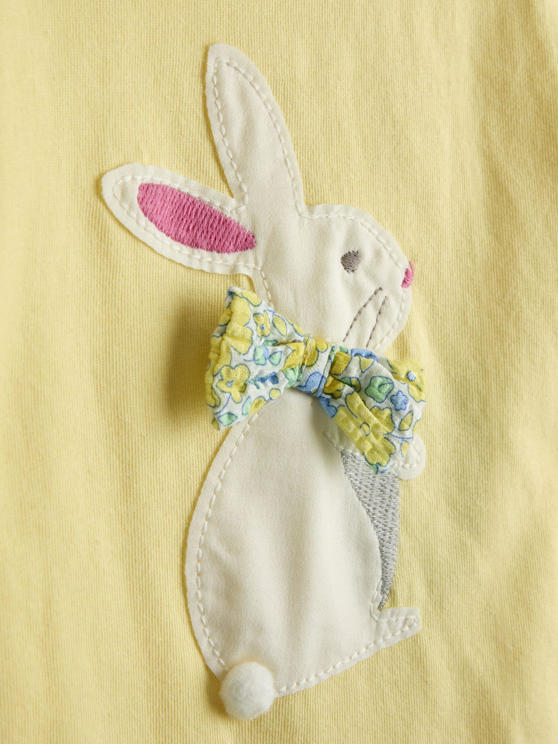 JoJo Maman Bébé Yellow Bunny Appliqué T-shirt & Seersucker Skirt Set image 6