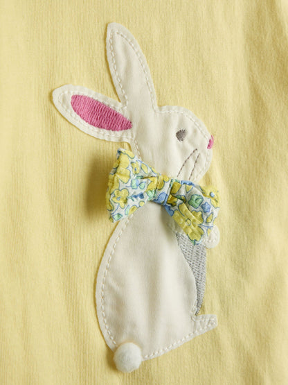 JoJo Maman Bébé Yellow Bunny Appliqué T-shirt & Seersucker Skirt Set image 6