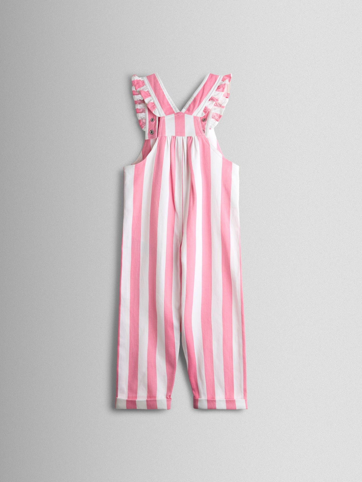 JoJo Maman Bébé Pink Strawberry Appliqué Stripe Dungaree And T-Shirt Set image 4