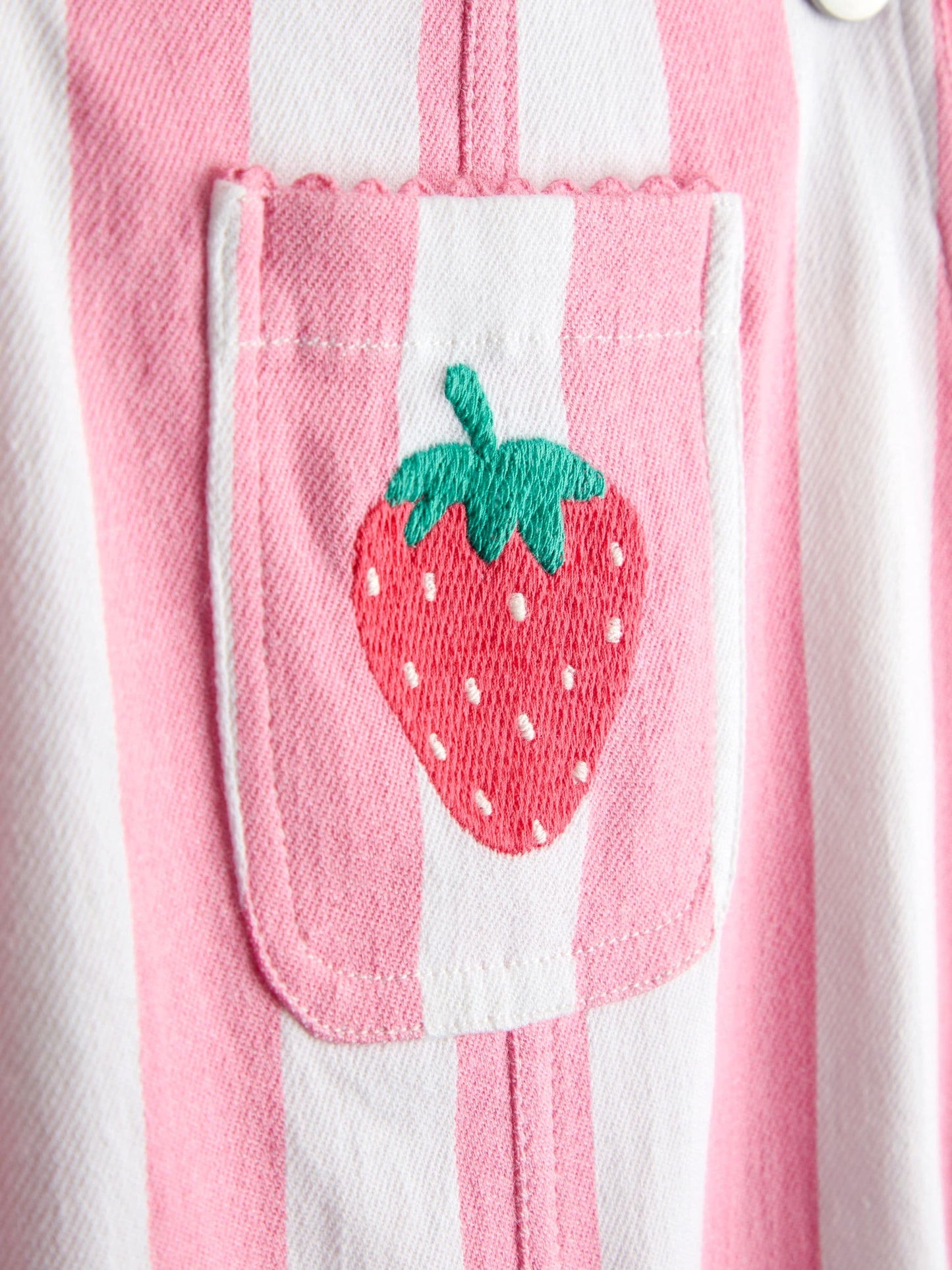 JoJo Maman Bébé Pink Strawberry Appliqué Stripe Dungaree And T-Shirt Set image 7