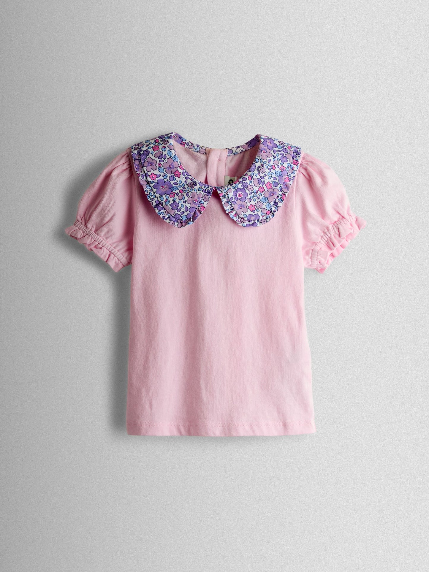 JoJo Maman Bébé Light Pink Floral Collared T-Shirt & Skirt Set image 3