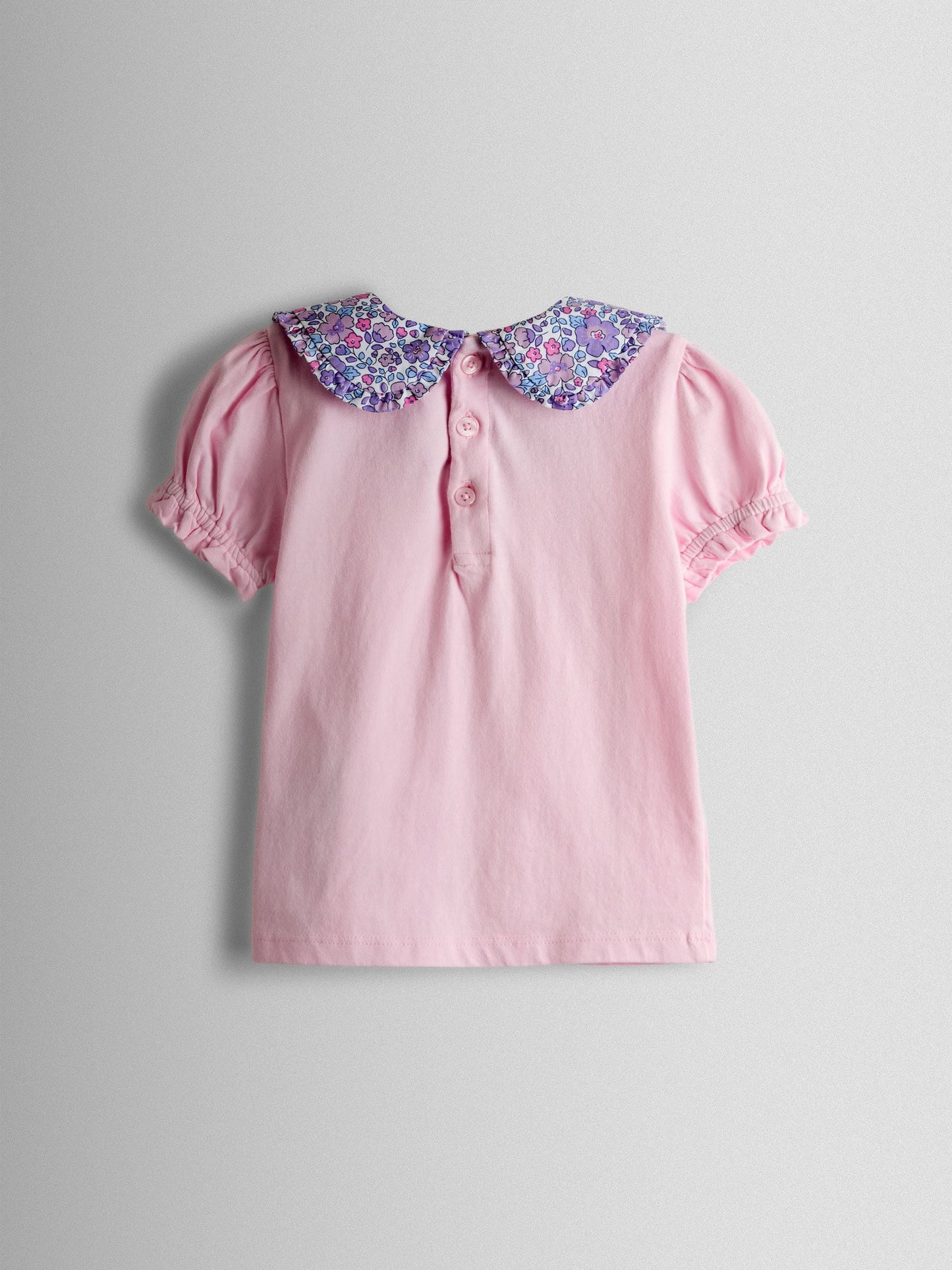 JoJo Maman Bébé Light Pink Floral Collared T-Shirt & Skirt Set image 4