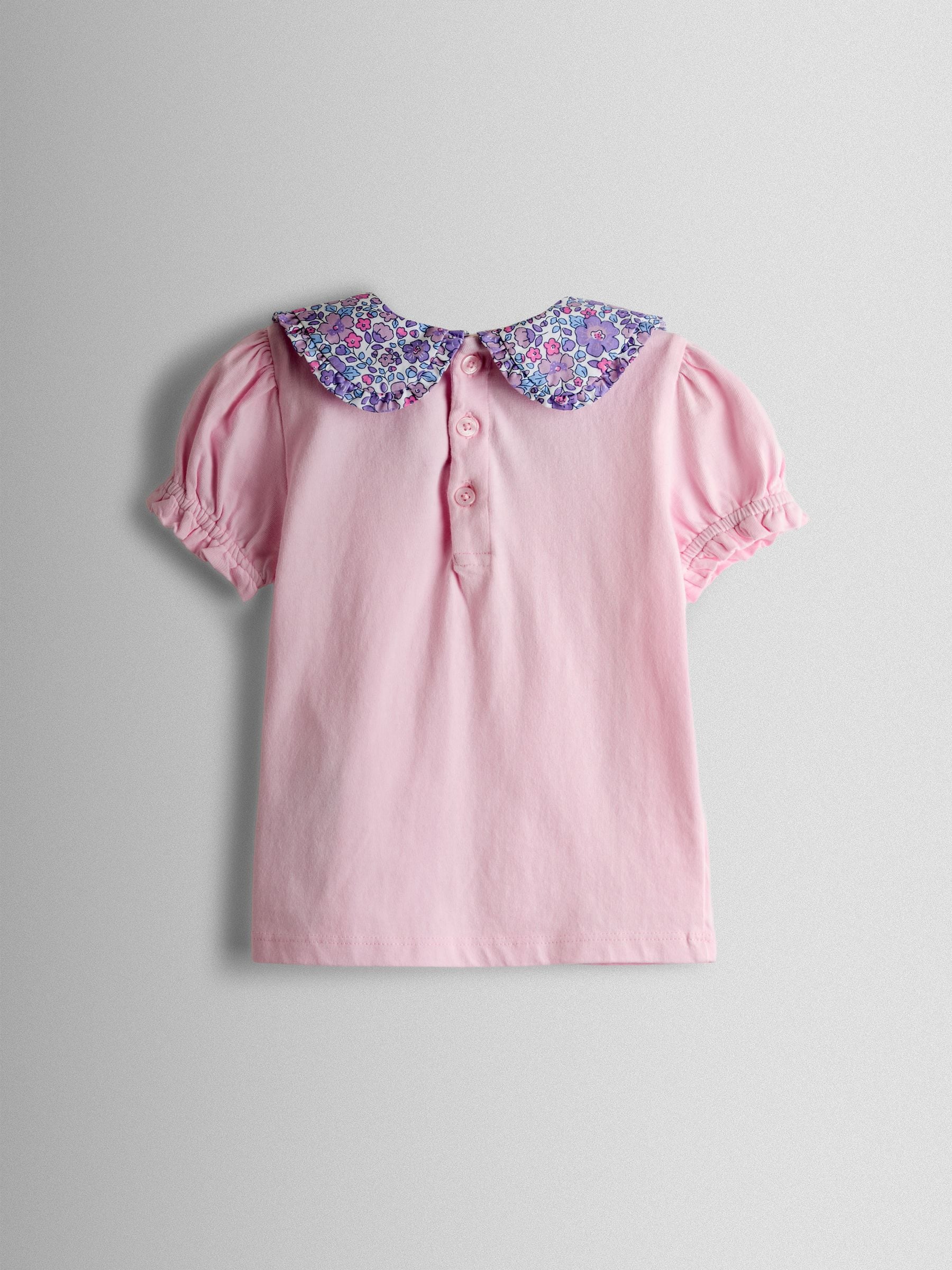 JoJo Maman Bébé Light Pink Floral Collared T-Shirt & Skirt Set image 4