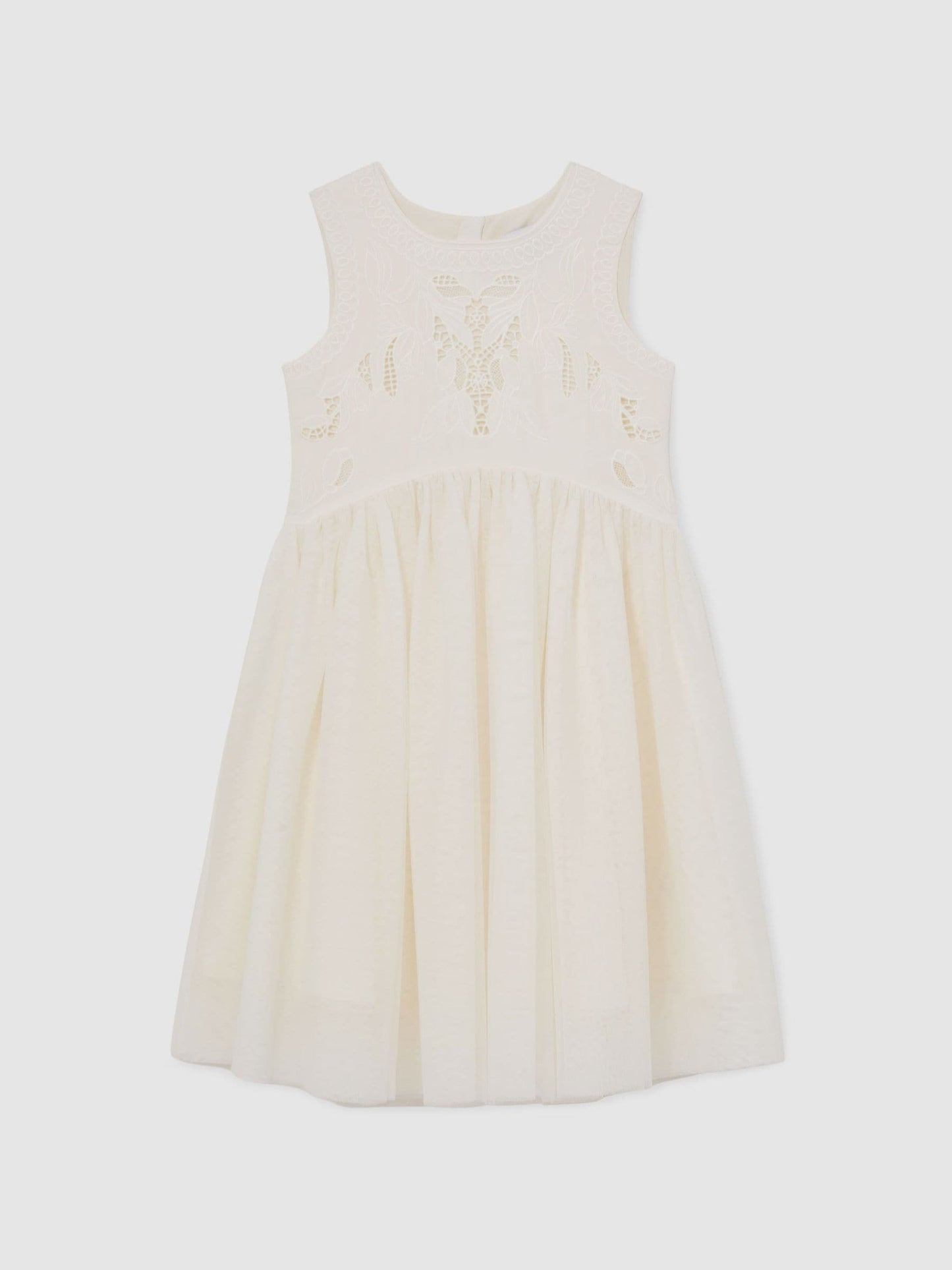 Reiss Ivory Phoebe 3-9 yrs Lace-Detail Tulle-Skirt Dress image 2
