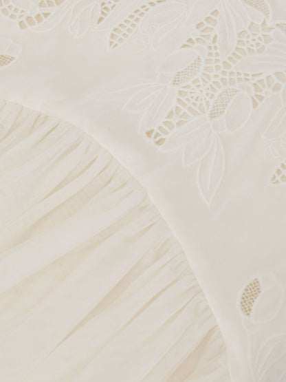 Reiss Ivory Phoebe 3-9 yrs Lace-Detail Tulle-Skirt Dress image 5