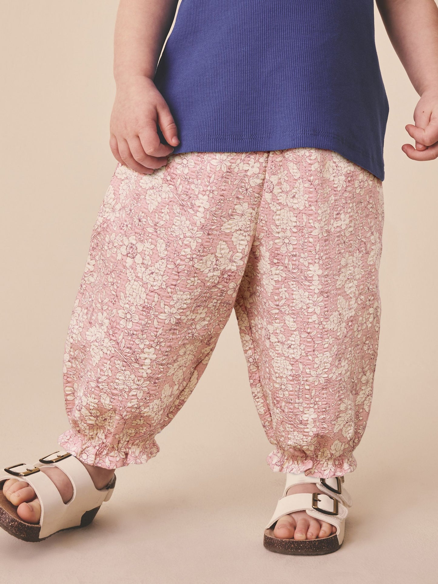 Orange Ditsy Floral Textured Bloomer Trousers (3mths-7yrs) image 1