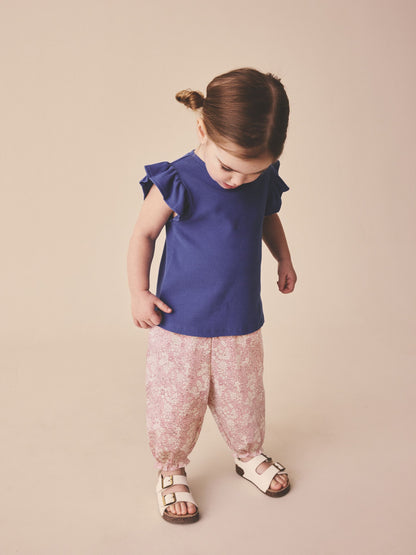 Orange Ditsy Floral Textured Bloomer Trousers (3mths-7yrs) image 2