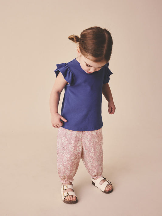 Orange Ditsy Floral Textured Bloomer Trousers (3mths-7yrs) image 2