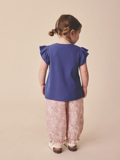 Orange Ditsy Floral Textured Bloomer Trousers (3mths-7yrs) image 3