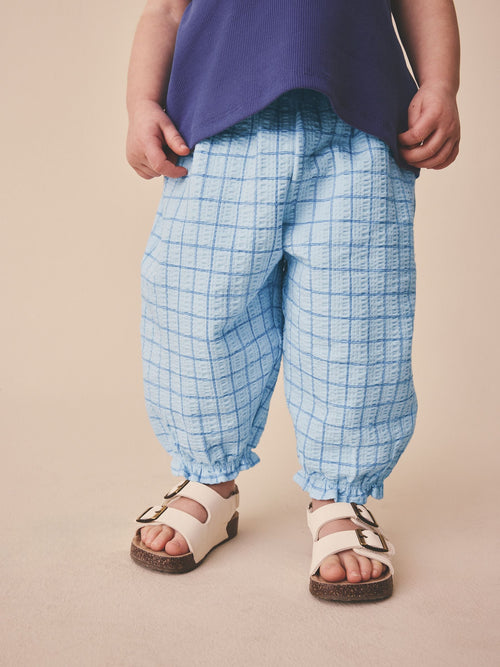 Blue Grid Check Textured Bloomer Trousers (3mths-7yrs) image 1