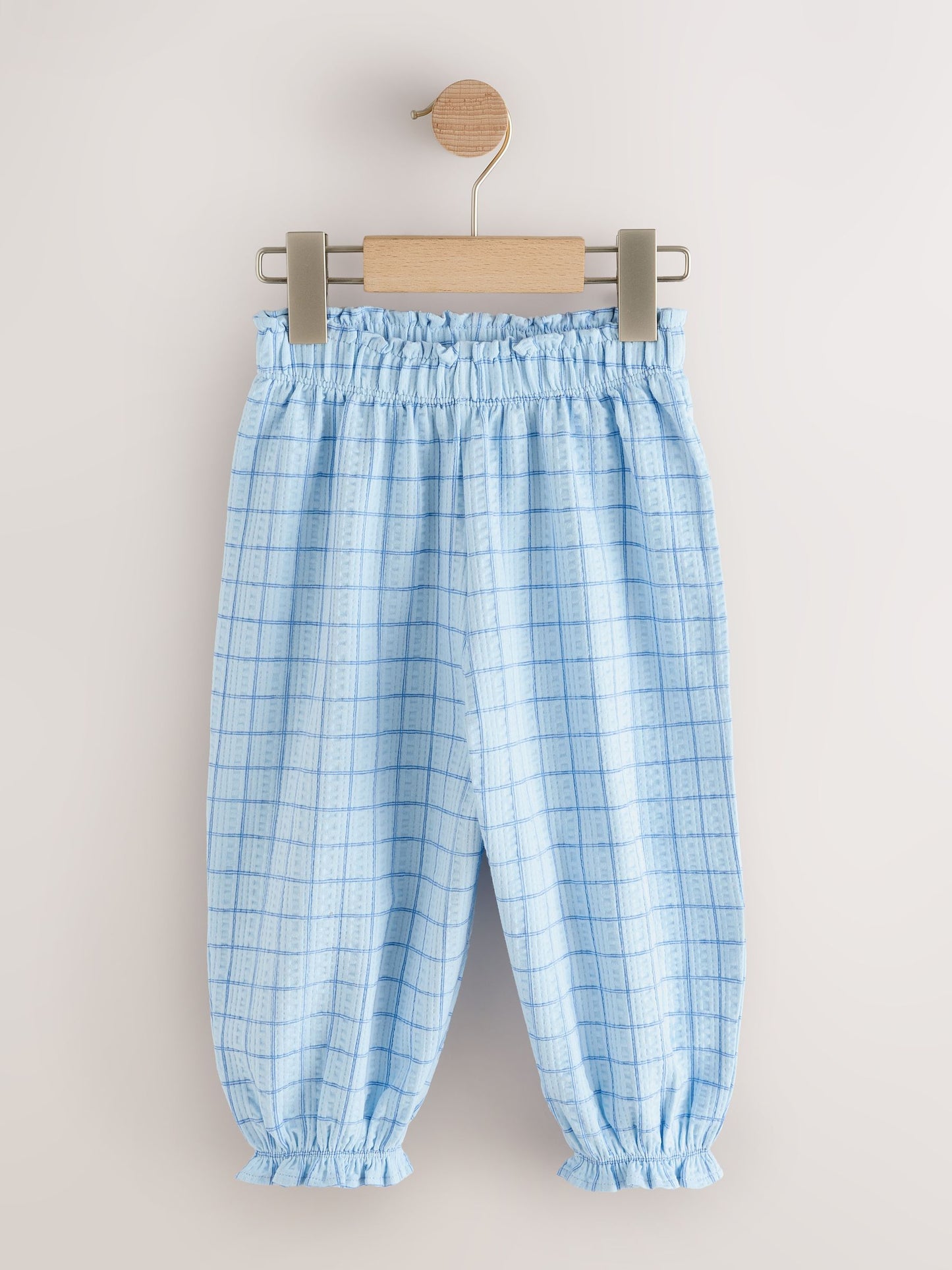 Blue Grid Check Textured Bloomer Trousers (3mths-7yrs) image 4