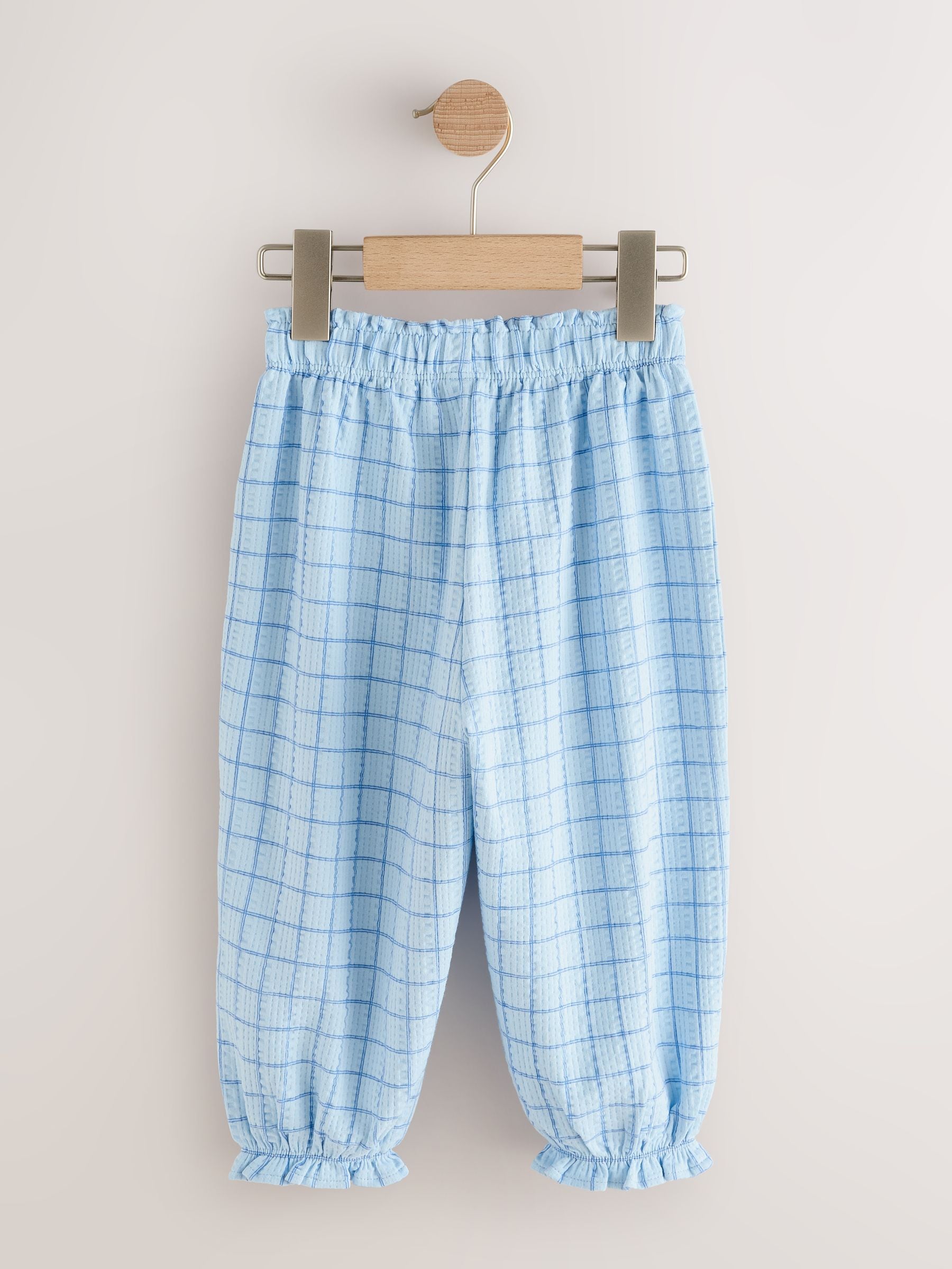 Blue Grid Check Textured Bloomer Trousers (3mths-7yrs) image 5
