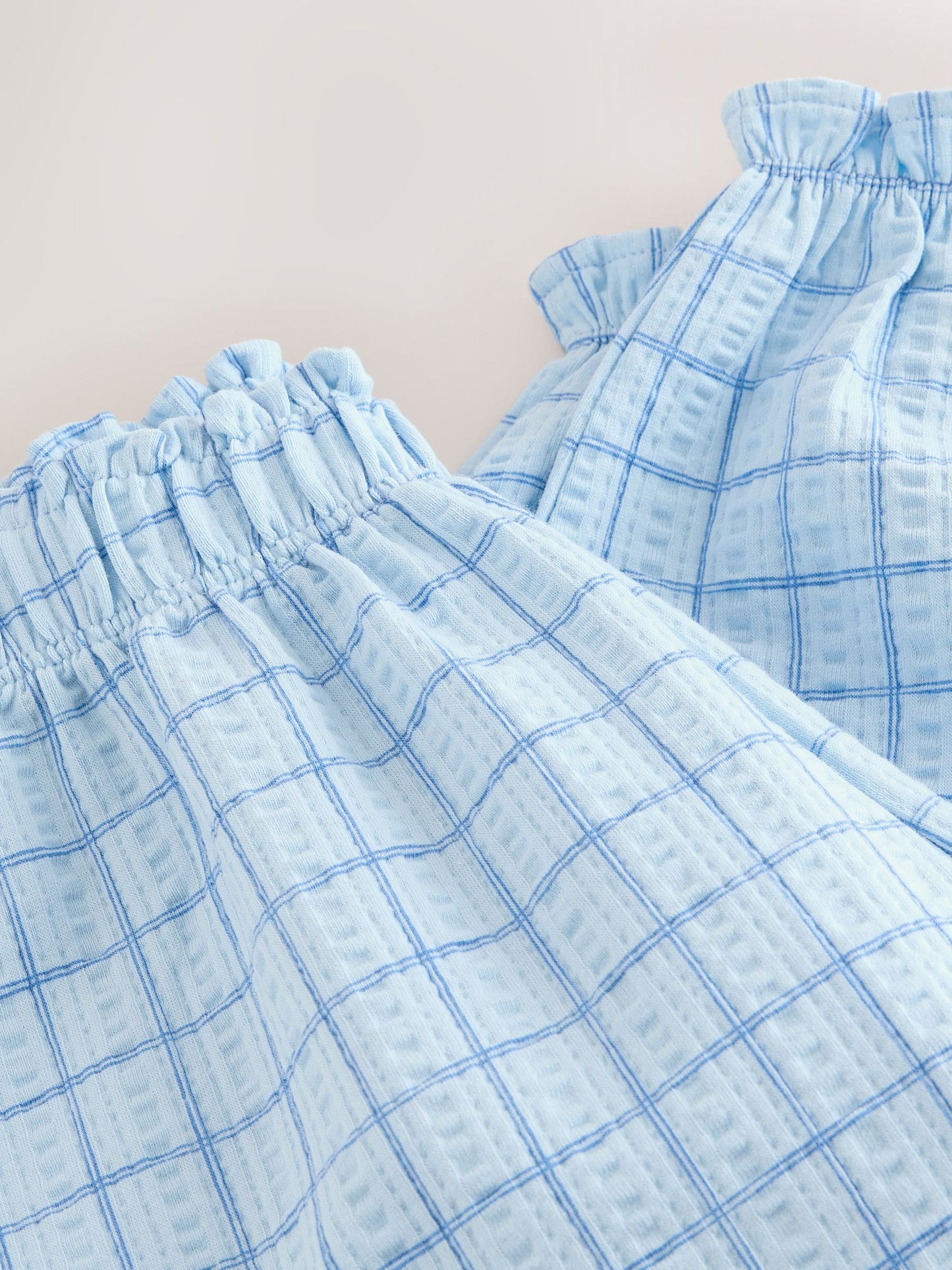 Blue Grid Check Textured Bloomer Trousers (3mths-7yrs) image 6