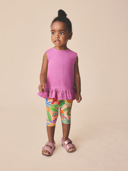 Pink Fruit Print Crop Leggings (3mths-7yrs) image 2