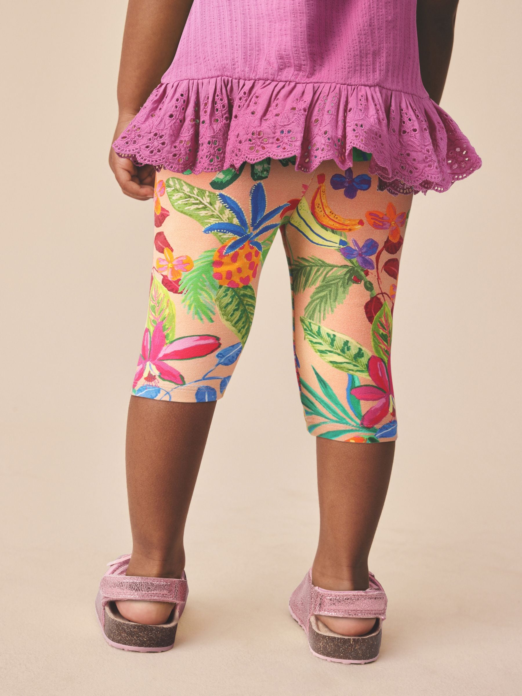 Pink Fruit Print Crop Leggings (3mths-7yrs) image 3