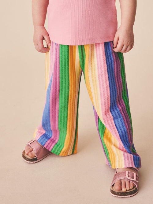Pink Rainbow Stripe Wide Leg Trousers (3mths-7yrs) image 1