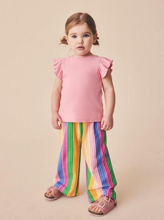 Pink Rainbow Stripe Wide Leg Trousers (3mths-7yrs) image 2