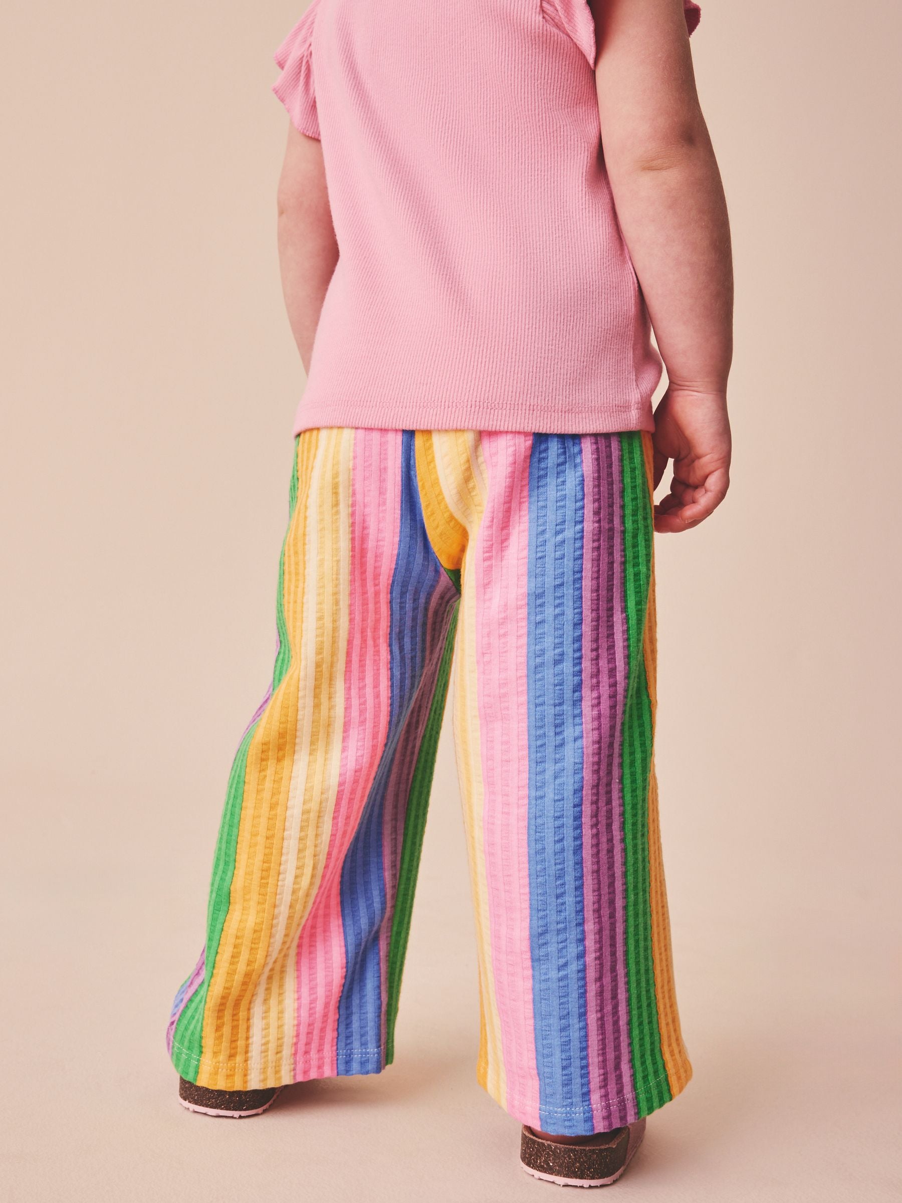Pink Rainbow Stripe Wide Leg Trousers (3mths-7yrs) image 3