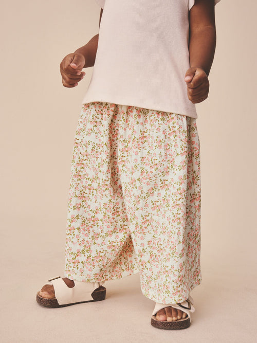 Ecru White Ditsy Floral Wide Leg Trousers (3mths-7yrs) image 1