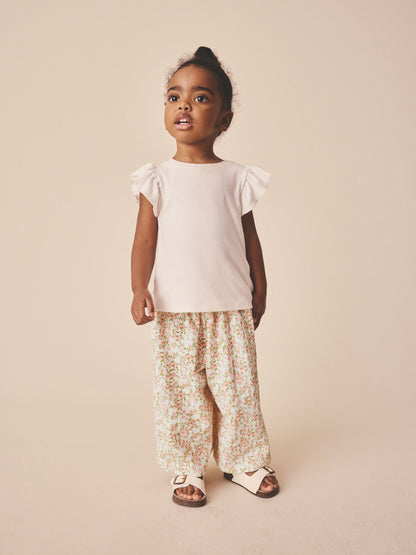 Ecru White Ditsy Floral Wide Leg Trousers (3mths-7yrs) image 2