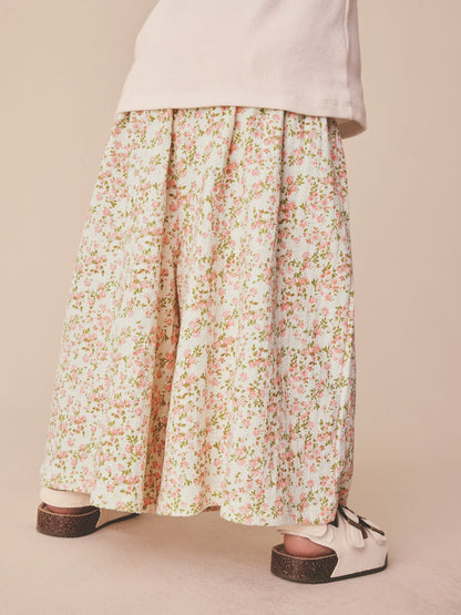 Ecru White Ditsy Floral Wide Leg Trousers (3mths-7yrs) image 3