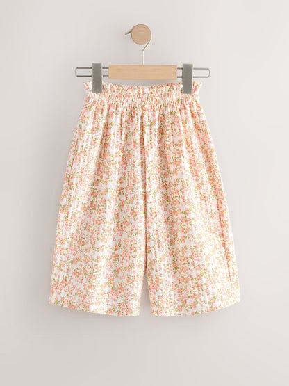 Ecru White Ditsy Floral Wide Leg Trousers (3mths-7yrs) image 4