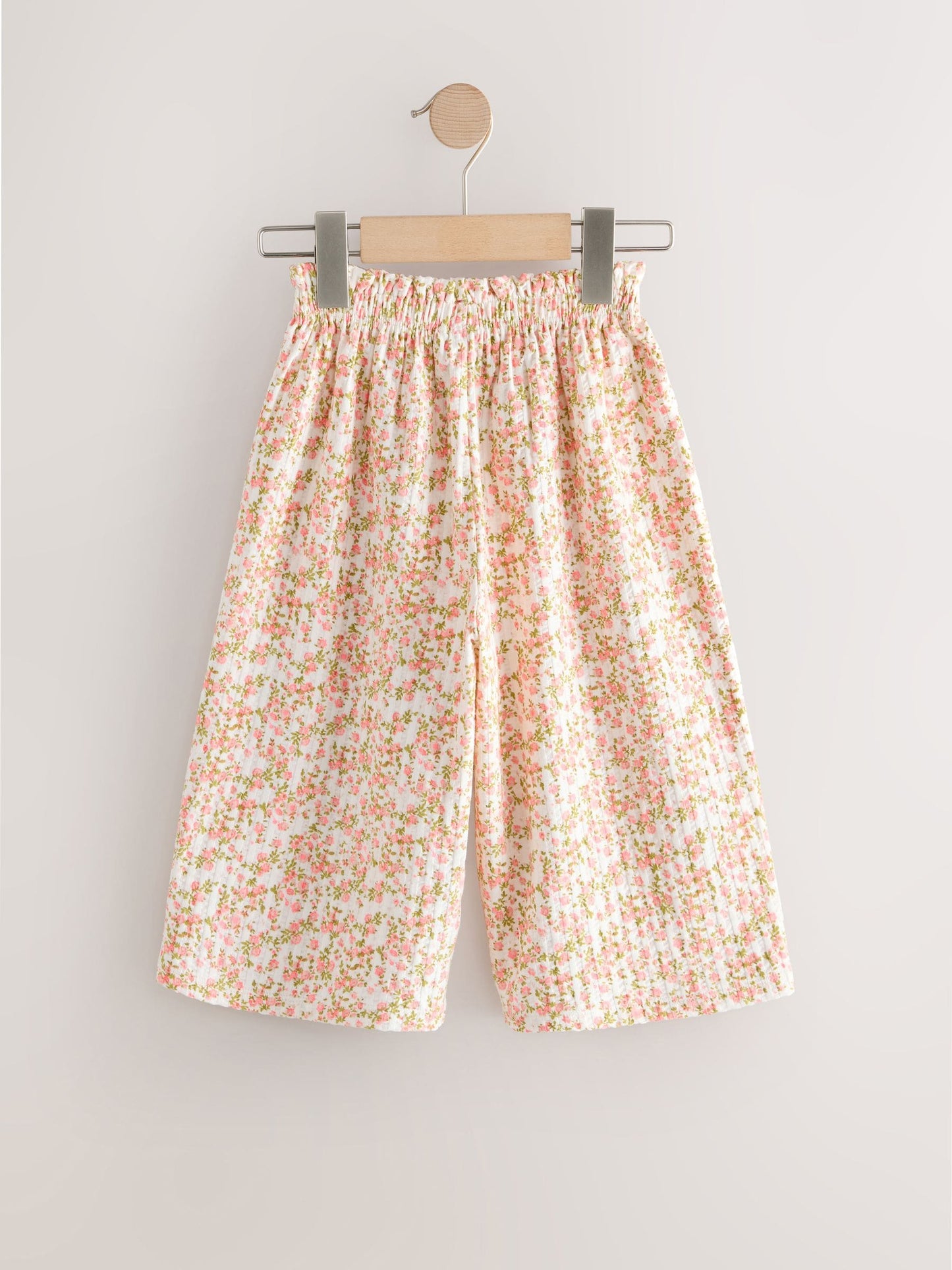 Ecru White Ditsy Floral Wide Leg Trousers (3mths-7yrs) image 5