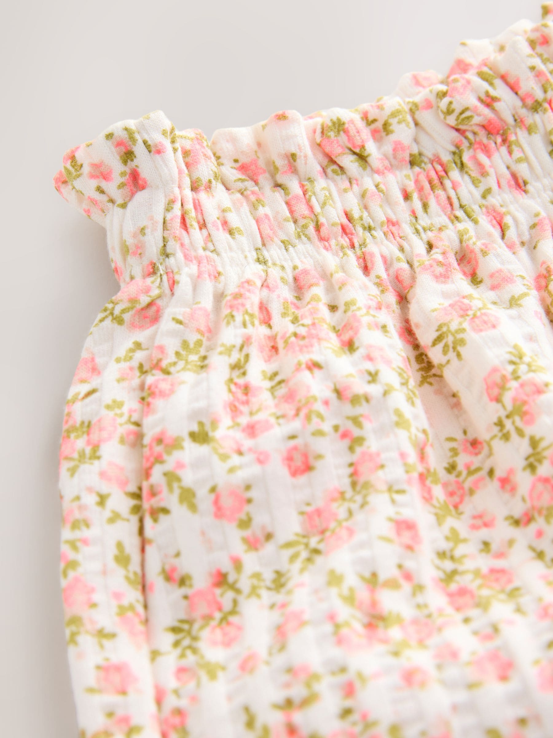 Ecru White Ditsy Floral Wide Leg Trousers (3mths-7yrs) image 6