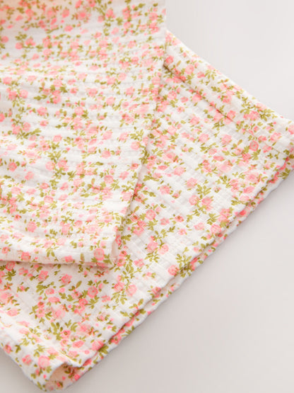 Ecru White Ditsy Floral Wide Leg Trousers (3mths-7yrs) image 7