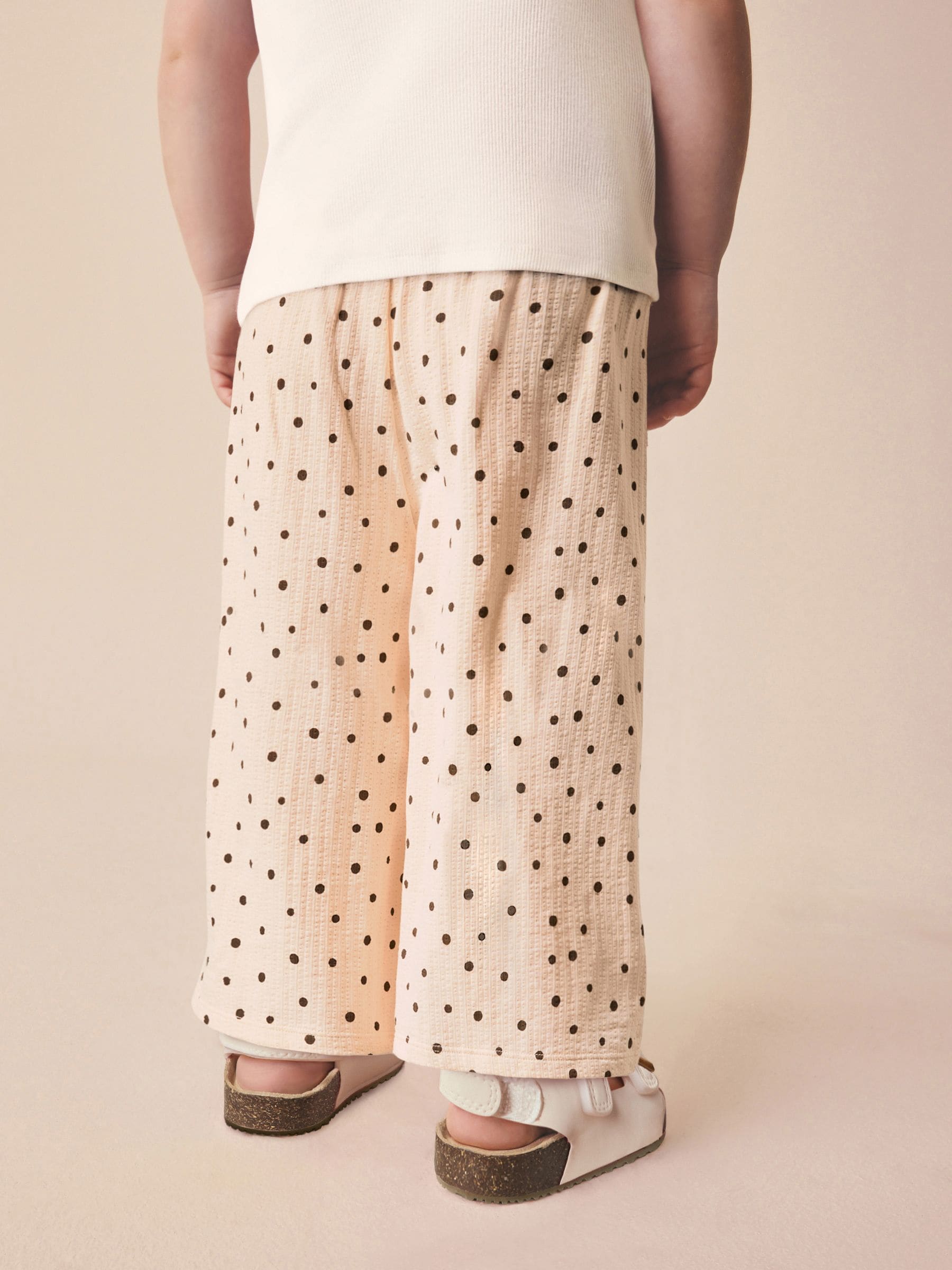 Ecru Mono Spot Wide Leg Trousers (3mths-7yrs) image 2