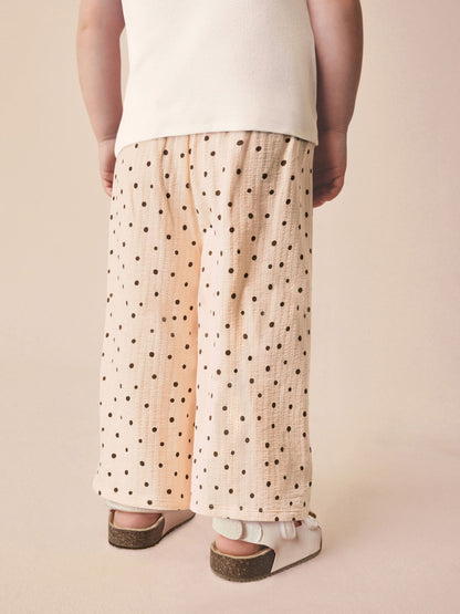 Ecru Mono Spot Wide Leg Trousers (3mths-7yrs) image 2