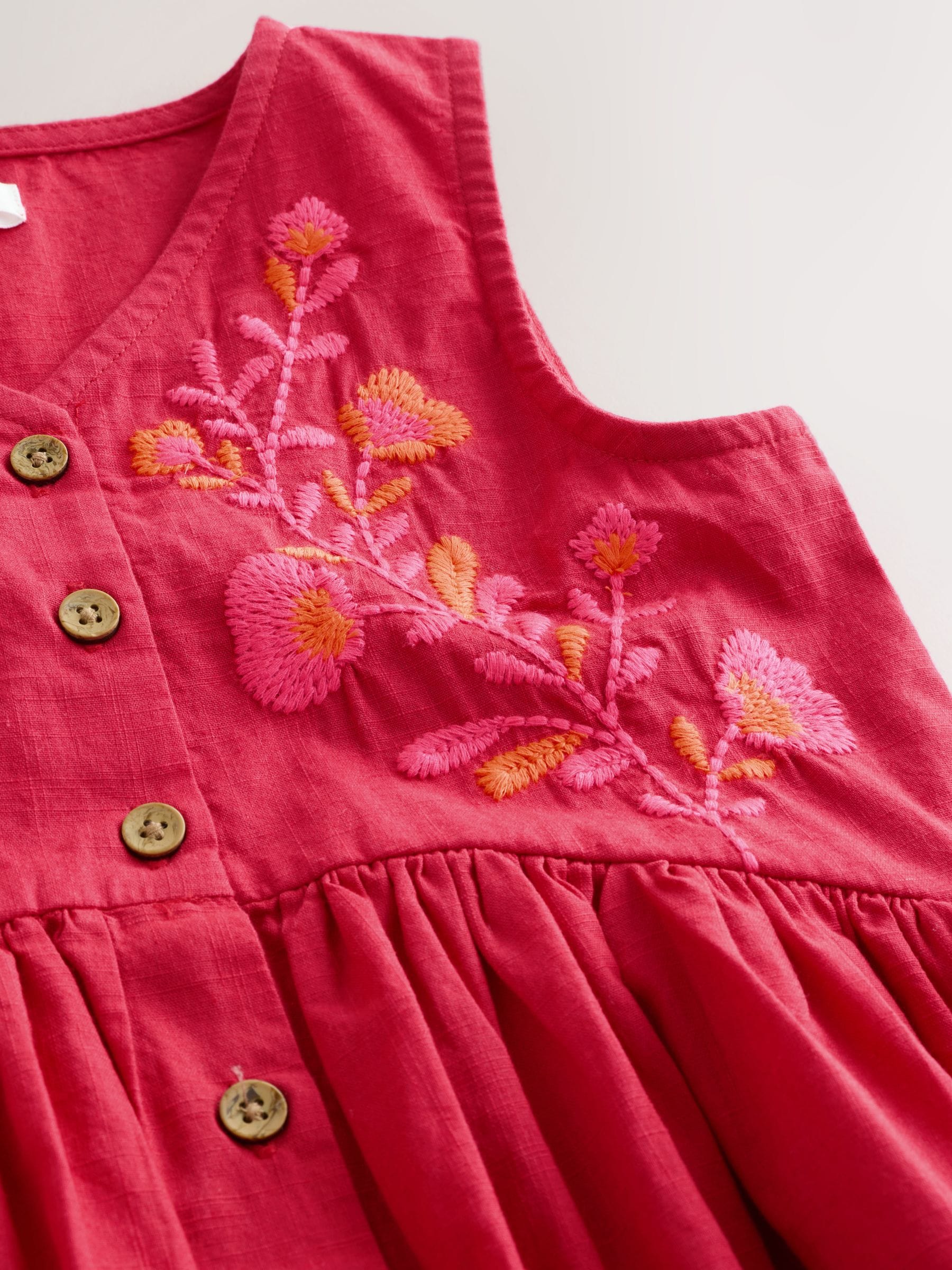 Red Embroidered Blouse And Shorts Co-ord Set (3mths-8yrs) image 8
