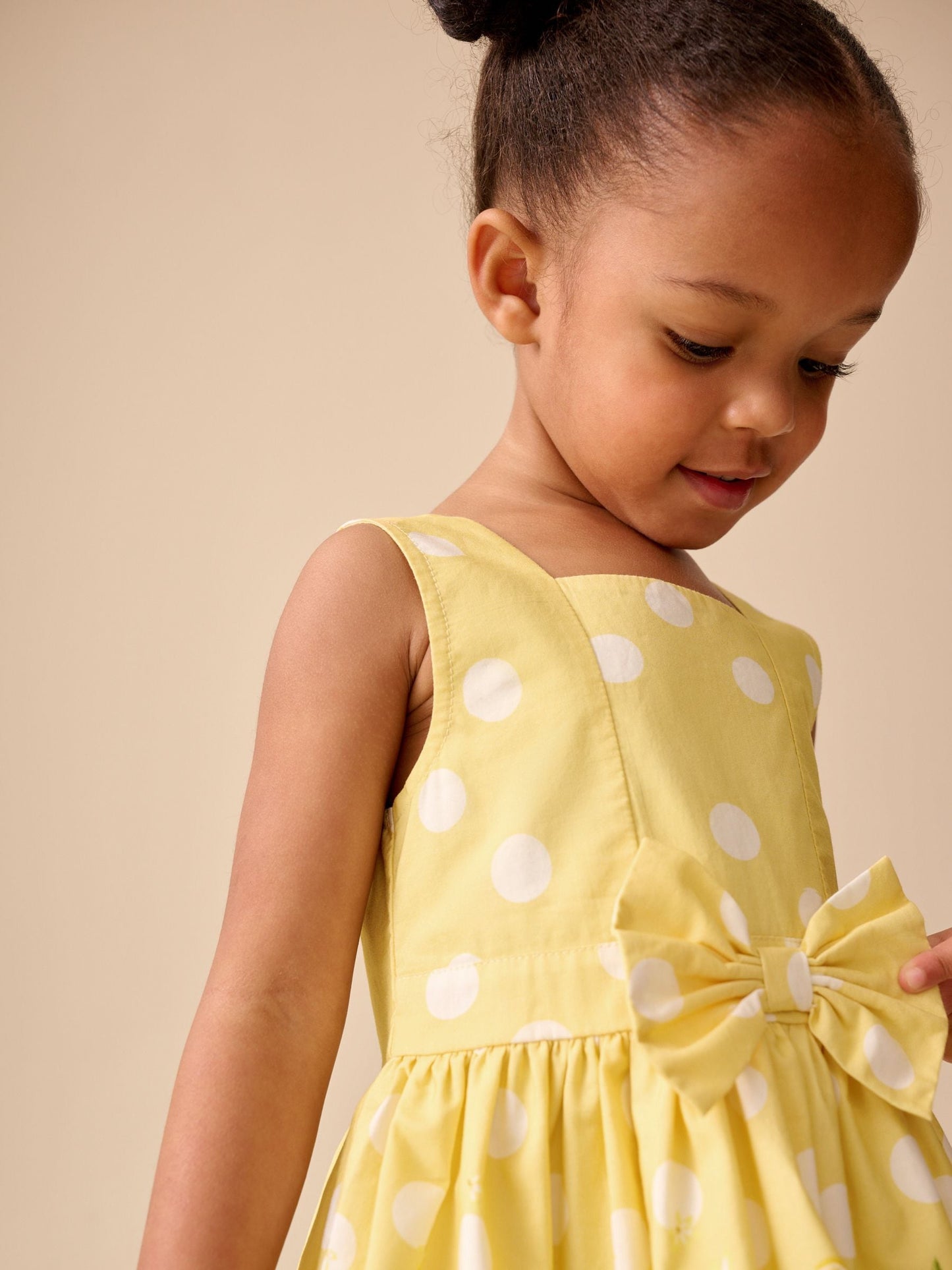 Yellow Lemon Spot Bow Front Prom Dress (3mths-8yrs) image 4