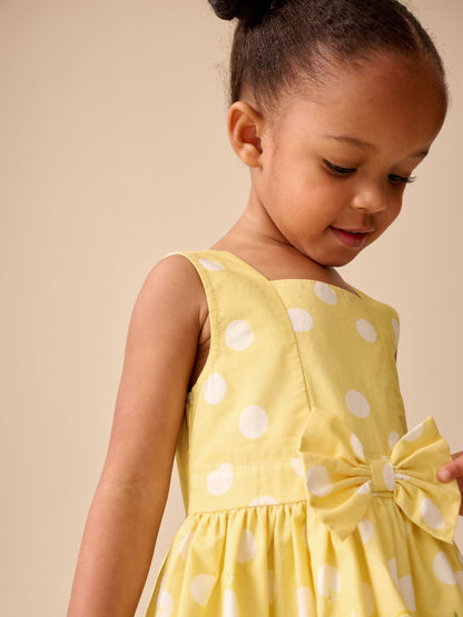 Yellow Lemon Spot Bow Front Prom Dress (3mths-8yrs) image 4