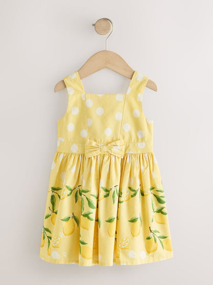Yellow Lemon Spot Bow Front Prom Dress (3mths-8yrs) image 5