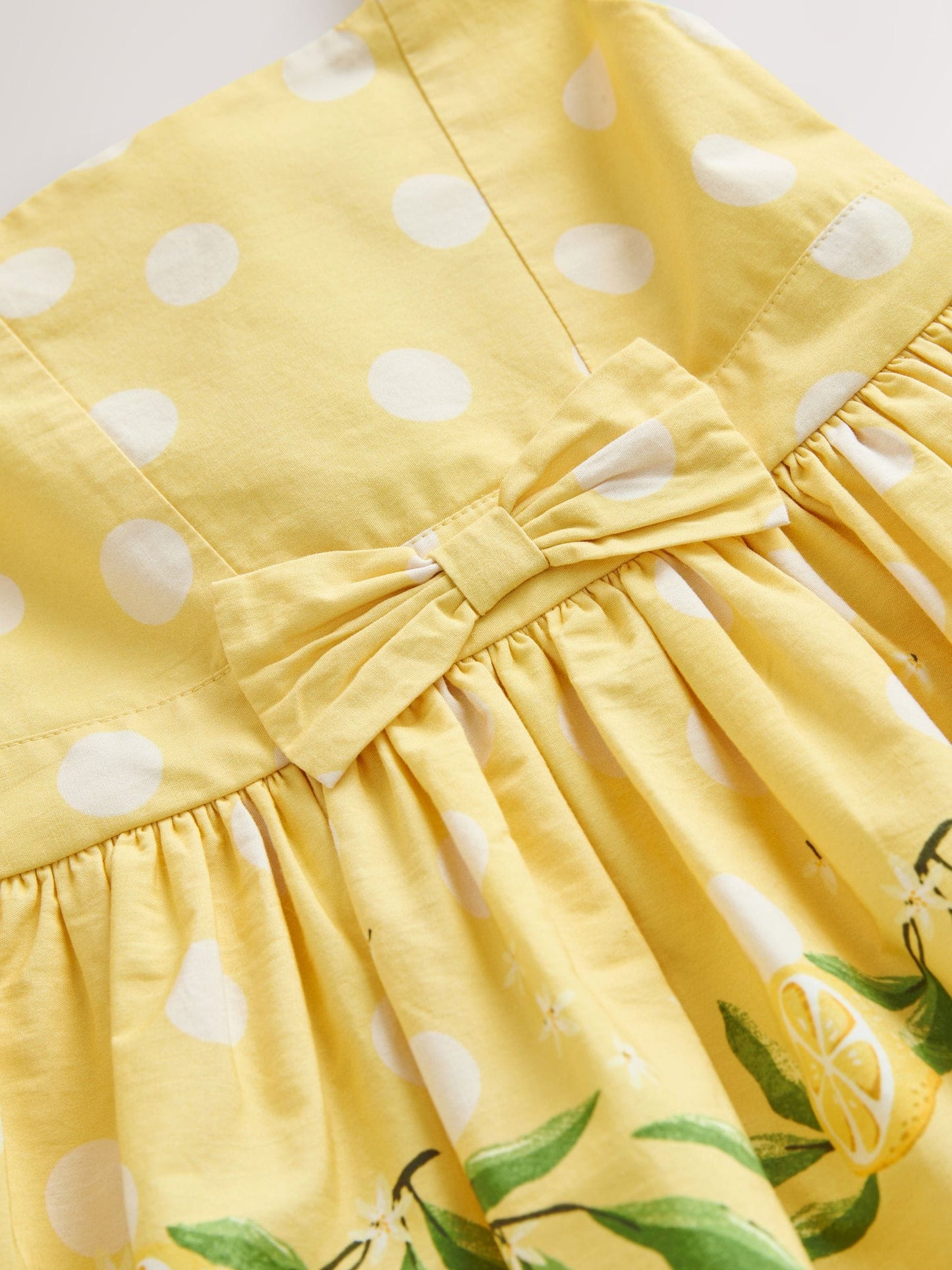 Yellow Lemon Spot Bow Front Prom Dress (3mths-8yrs) image 7
